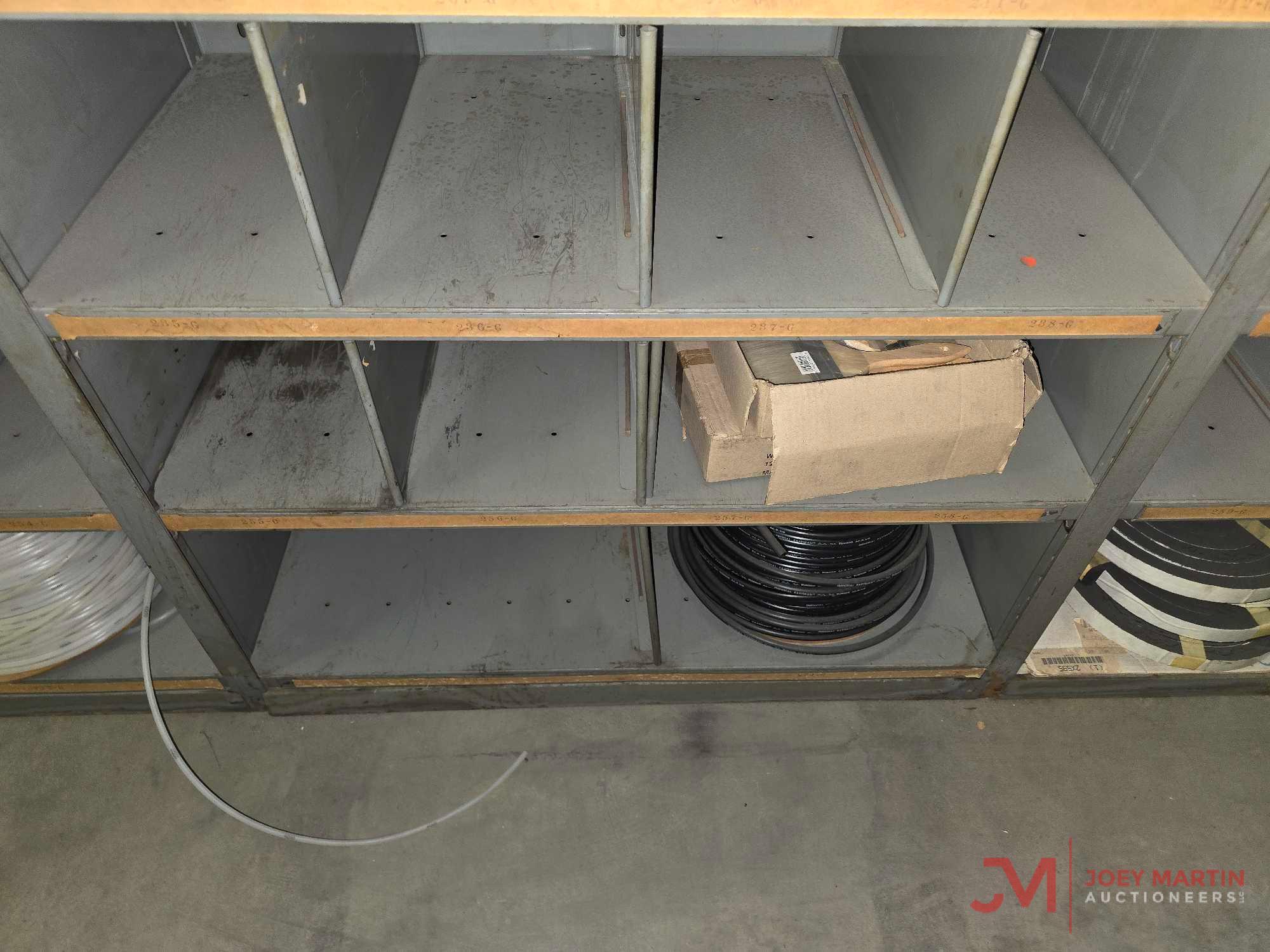 METAL SHELF & CONTENTS OF BOTH SIDES
