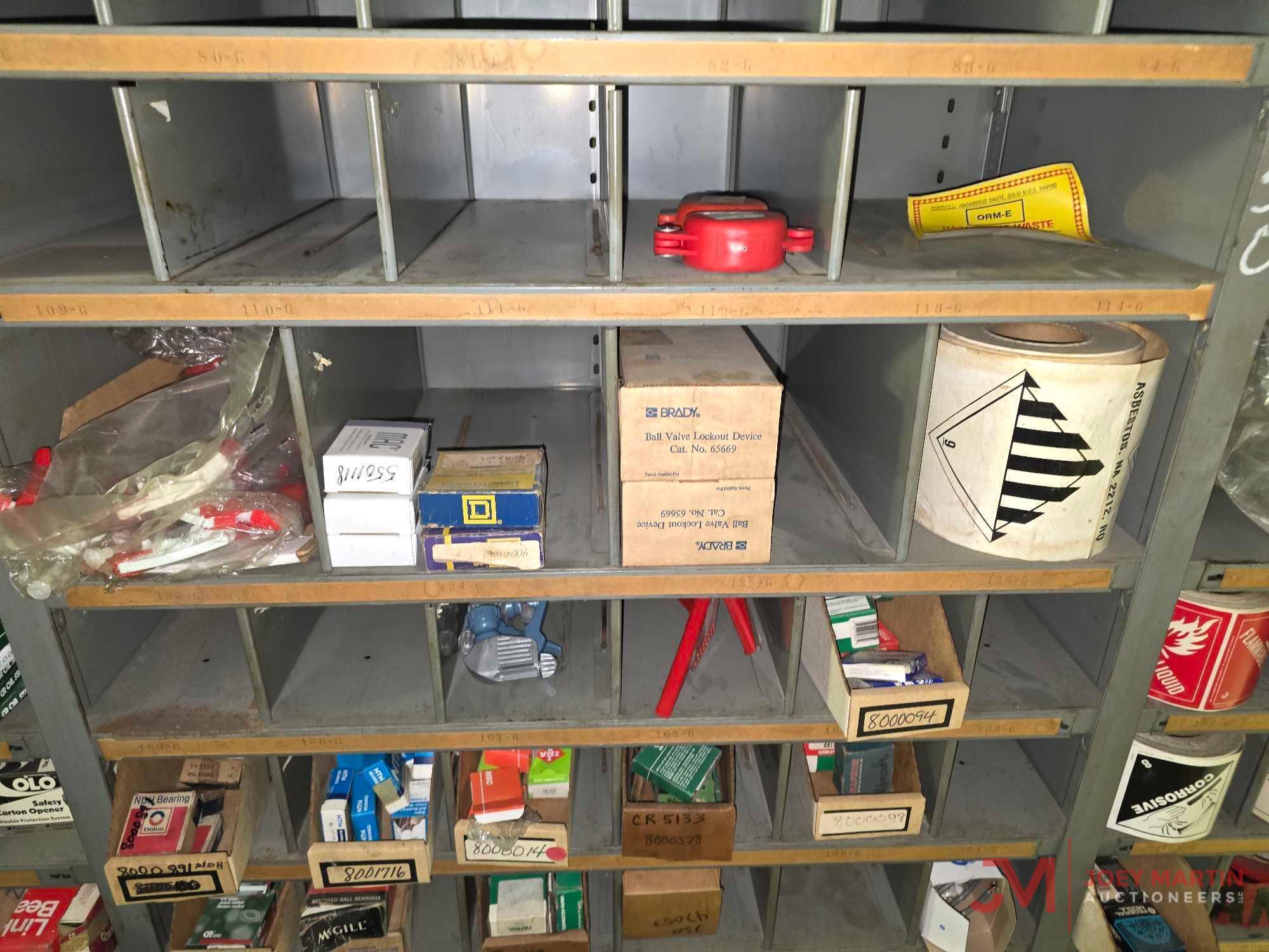 METAL SHELF & CONTENTS OF BOTH SIDES
