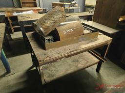 METAL SHOP TABLE WITH CONTENTS