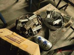 METAL SHOP TABLE WITH CONTENTS