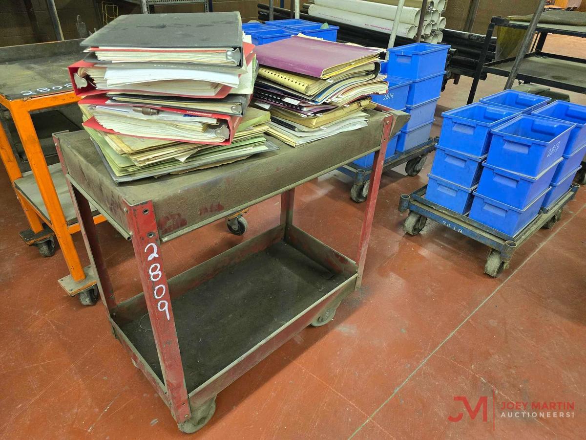 METAL ROLLING SHOP CART W/ MACHINE SHOP MANUALS