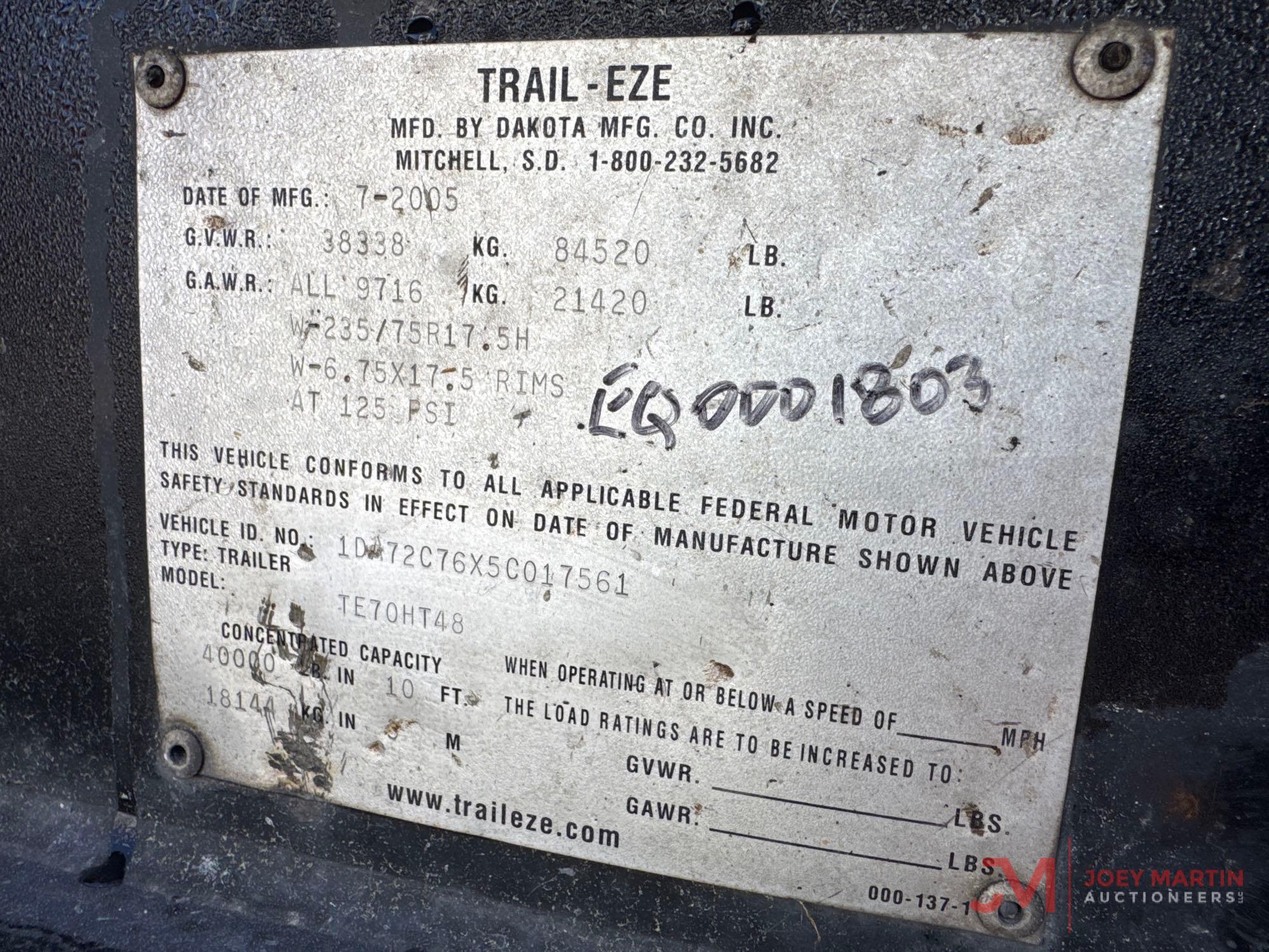 2005 TRAIL-EZE TE70HT48 HYDRAULIC TAIL TRAILER