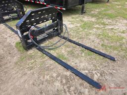 GIYI HYDRAULIC SIDE SHIFT FORKS, 60" FORKS, SKID STEER QUICK ATTACH