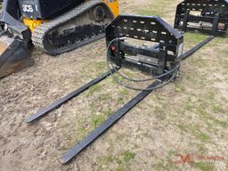 GIYI HYDRAULIC SIDE SHIFT FORKS, 60" FORKS, SKID STEER QUICK ATTACH