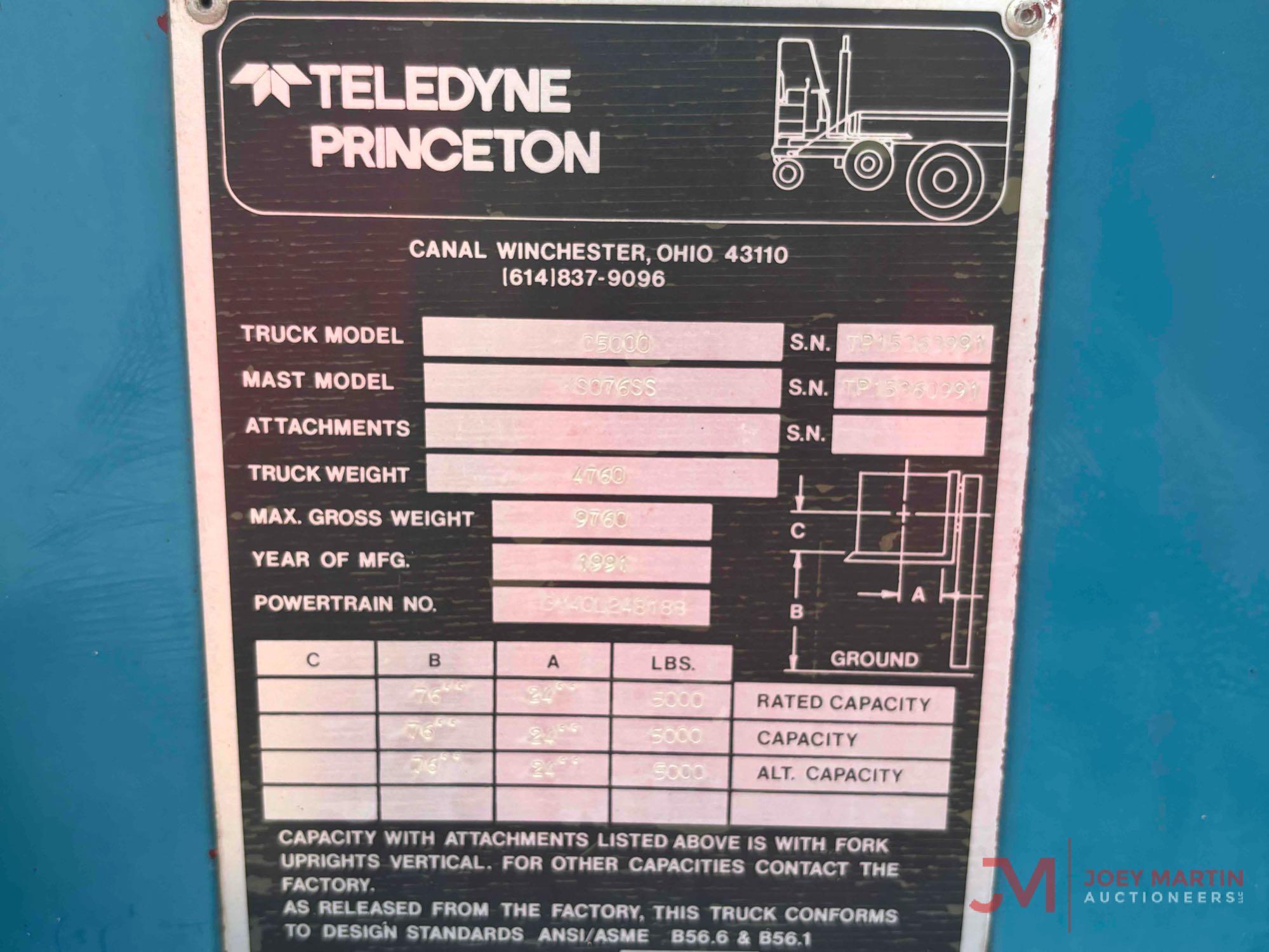 1991 TELEDYNE PRINCETON D5000 FORKLIFT