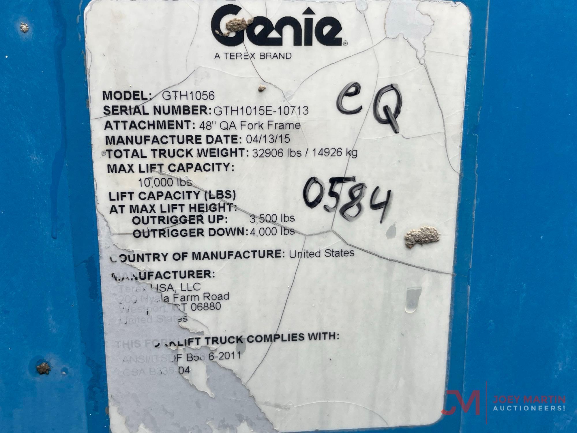 2015 GENIE GTH1056 TELEHANDLER