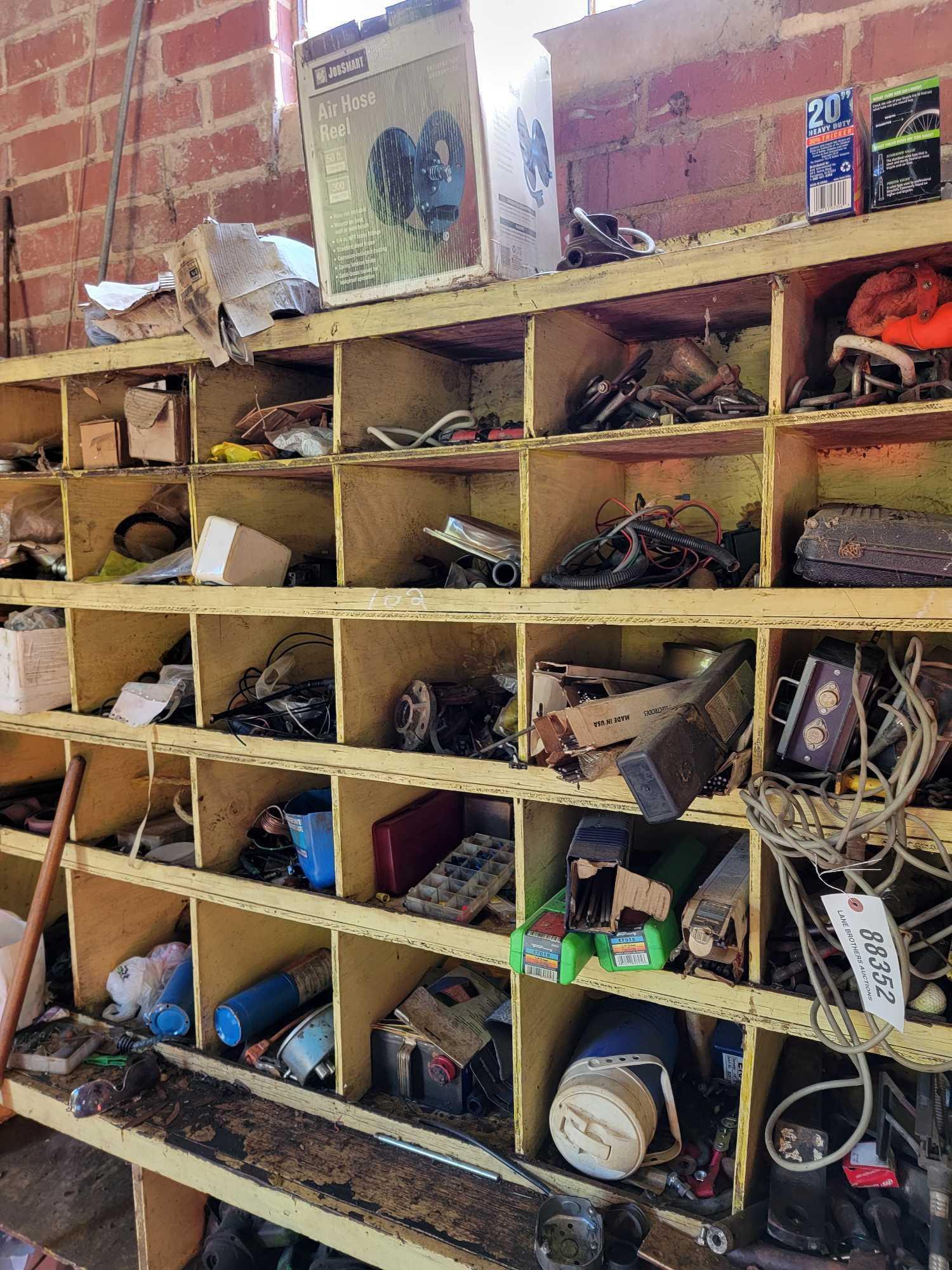 WOOD SHELF & CONTENTS