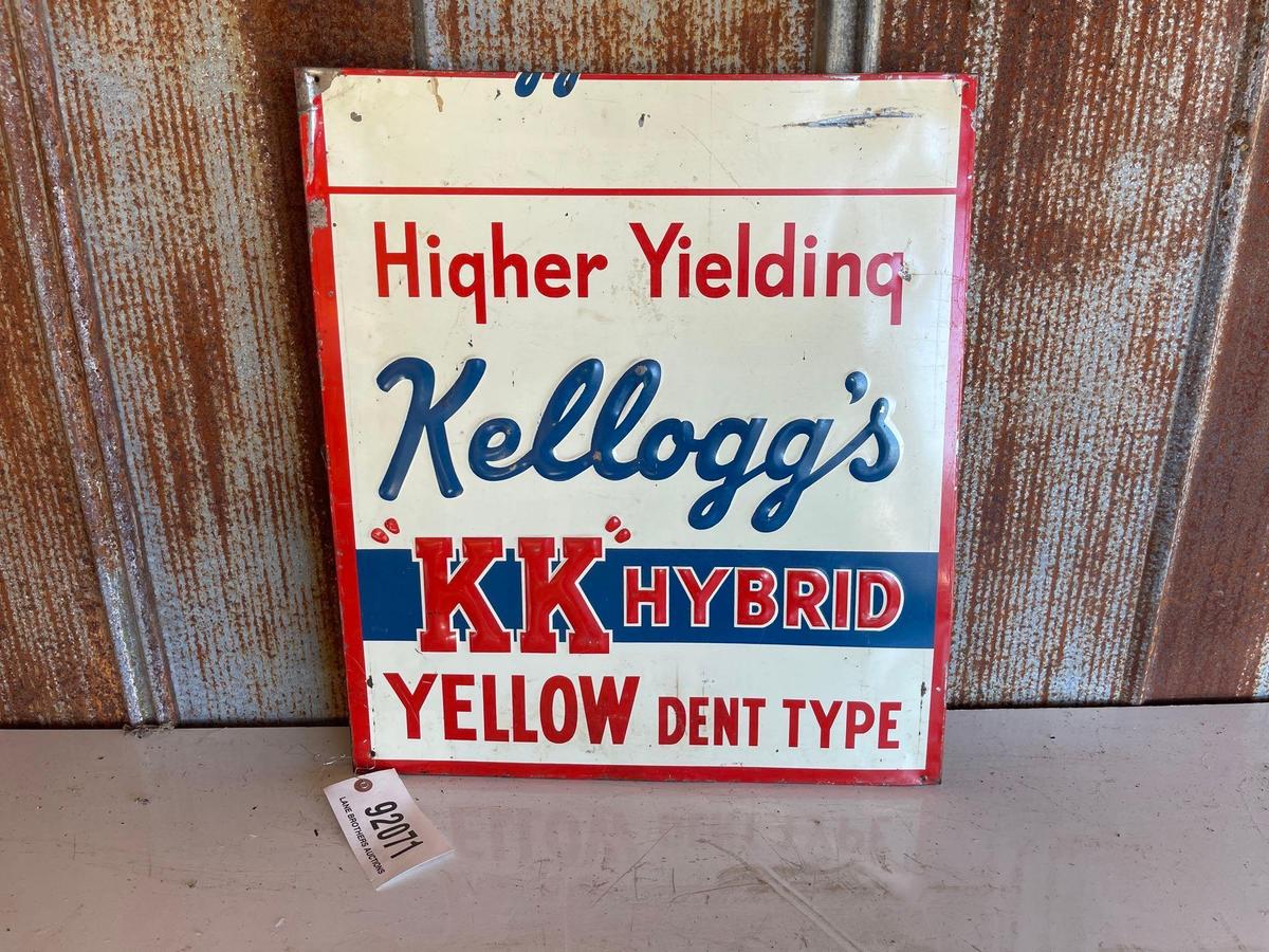 "HIGHER YIELDING KELLOGG'S" METAL SIGN