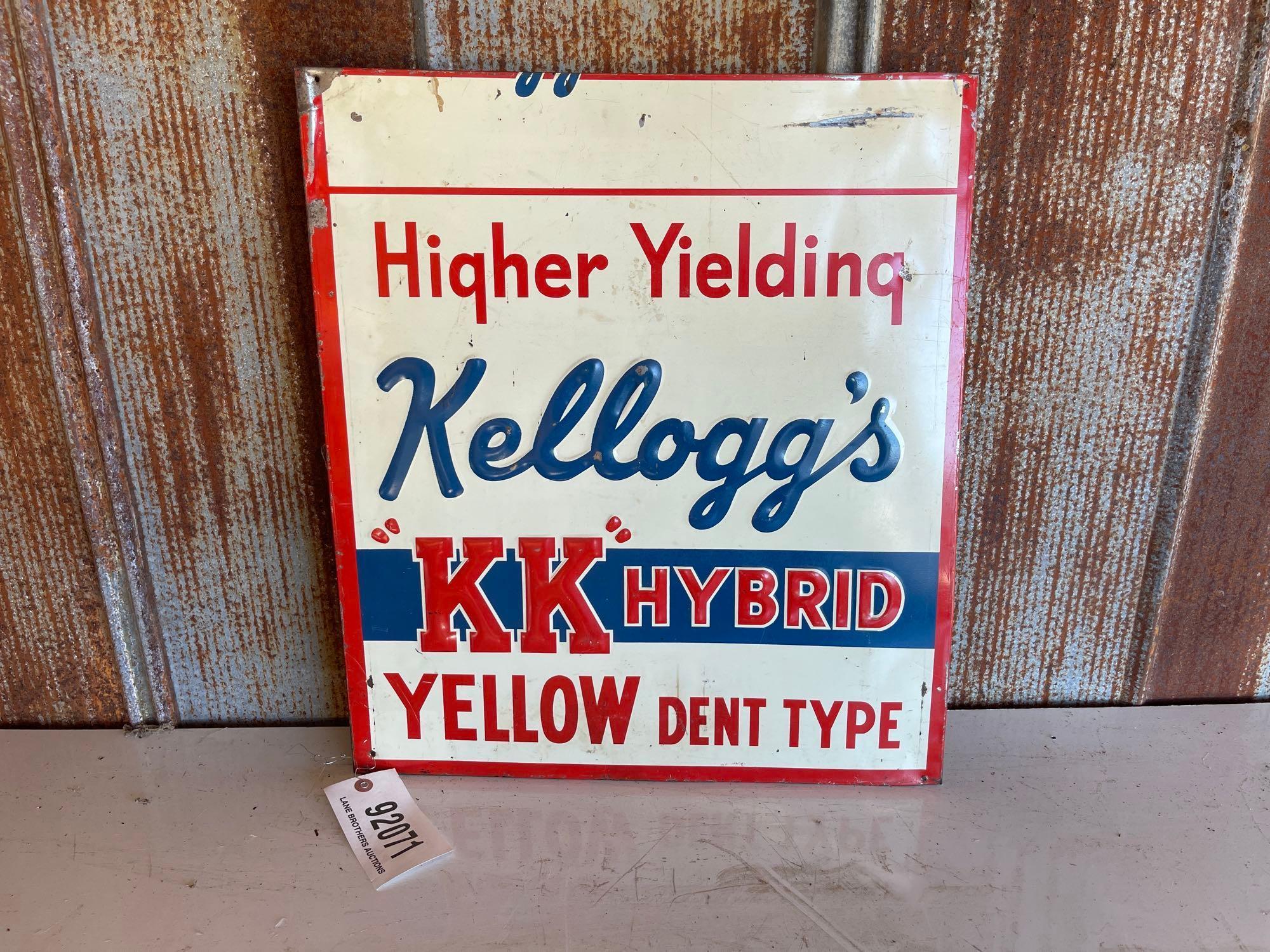 "HIGHER YIELDING KELLOGG'S" METAL SIGN