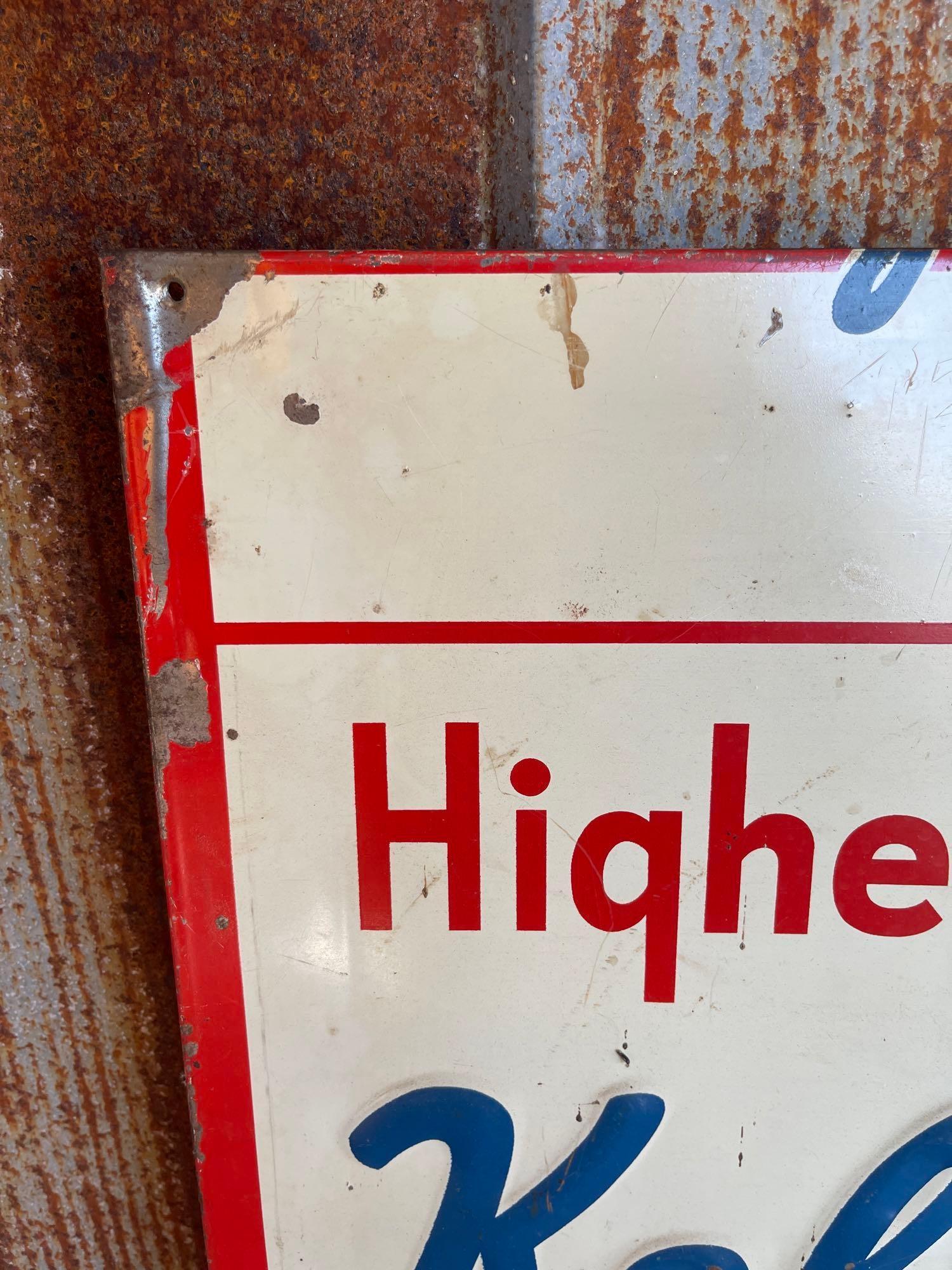 "HIGHER YIELDING KELLOGG'S" METAL SIGN