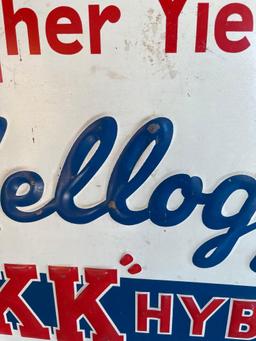 "HIGHER YIELDING KELLOGG'S" METAL SIGN