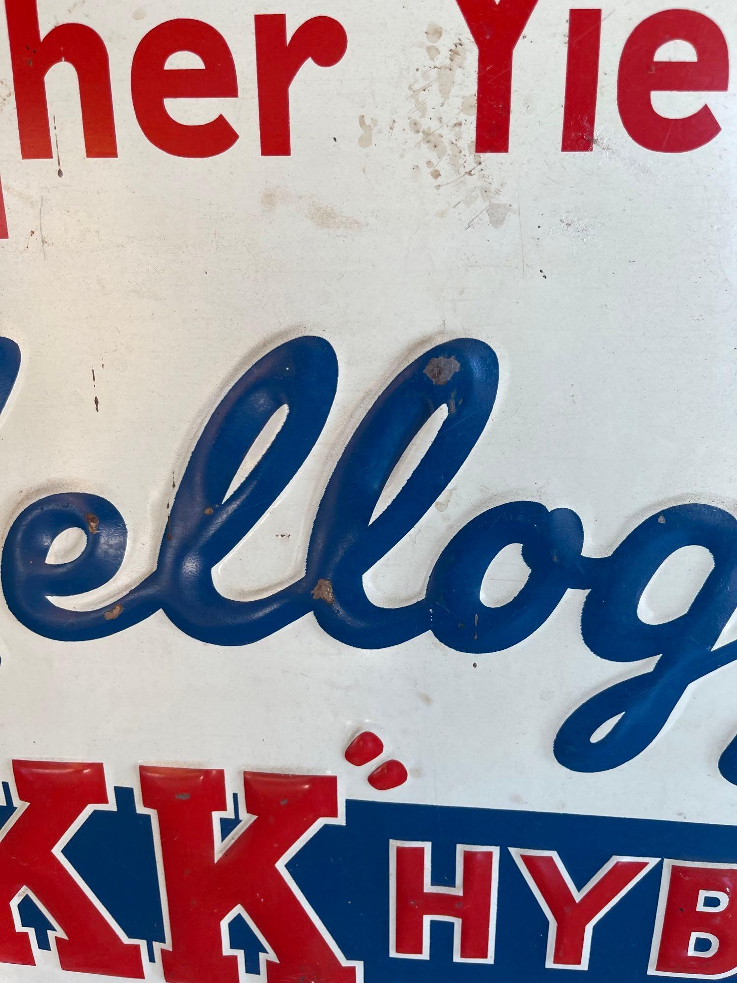 "HIGHER YIELDING KELLOGG'S" METAL SIGN