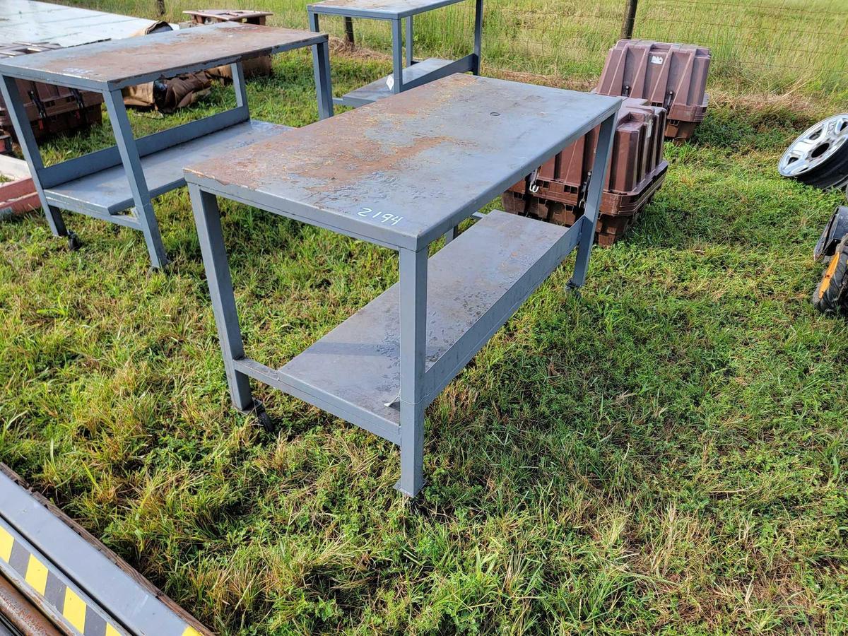 2194 - STEEL WORK BENCH ON CASTORS