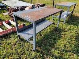 2225 - (2) STEEL WORK BENCH ON CASTORS