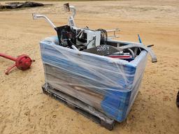 2084 - BOX OF INDUSTRIAL BELTS, PIPE TOOLS MISC