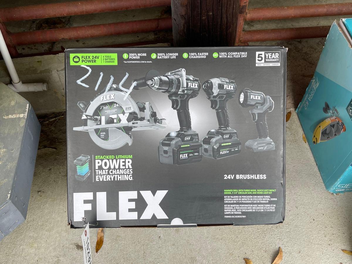 2114 - ABSOLUTE - NEW FLEX 24V 4 TOOL COMBO KIT