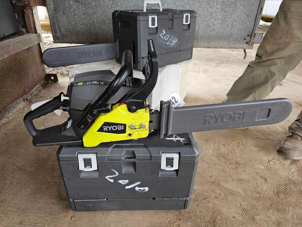 162 - RYOBI 18" GAS CHAINSAW WITH CASE