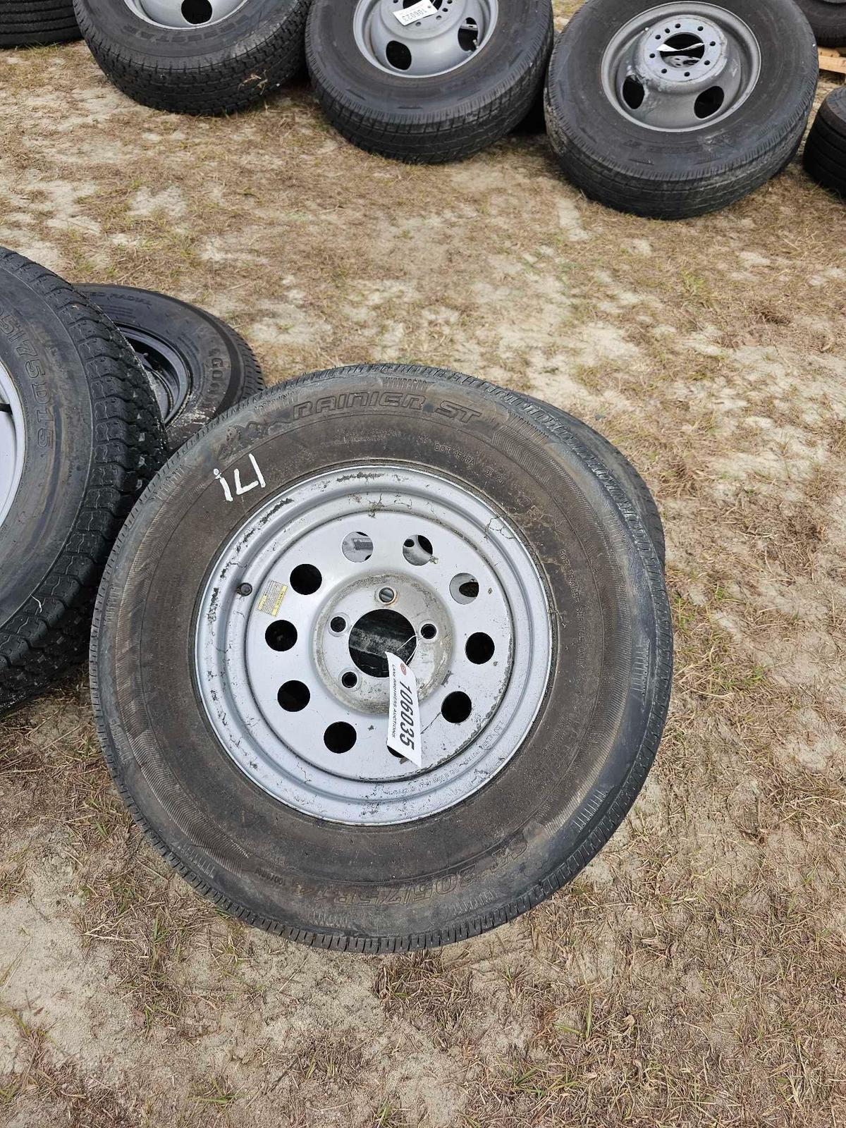 171 - 2 - ST205/75 D15 TIRES ON 5 LUG RIMS