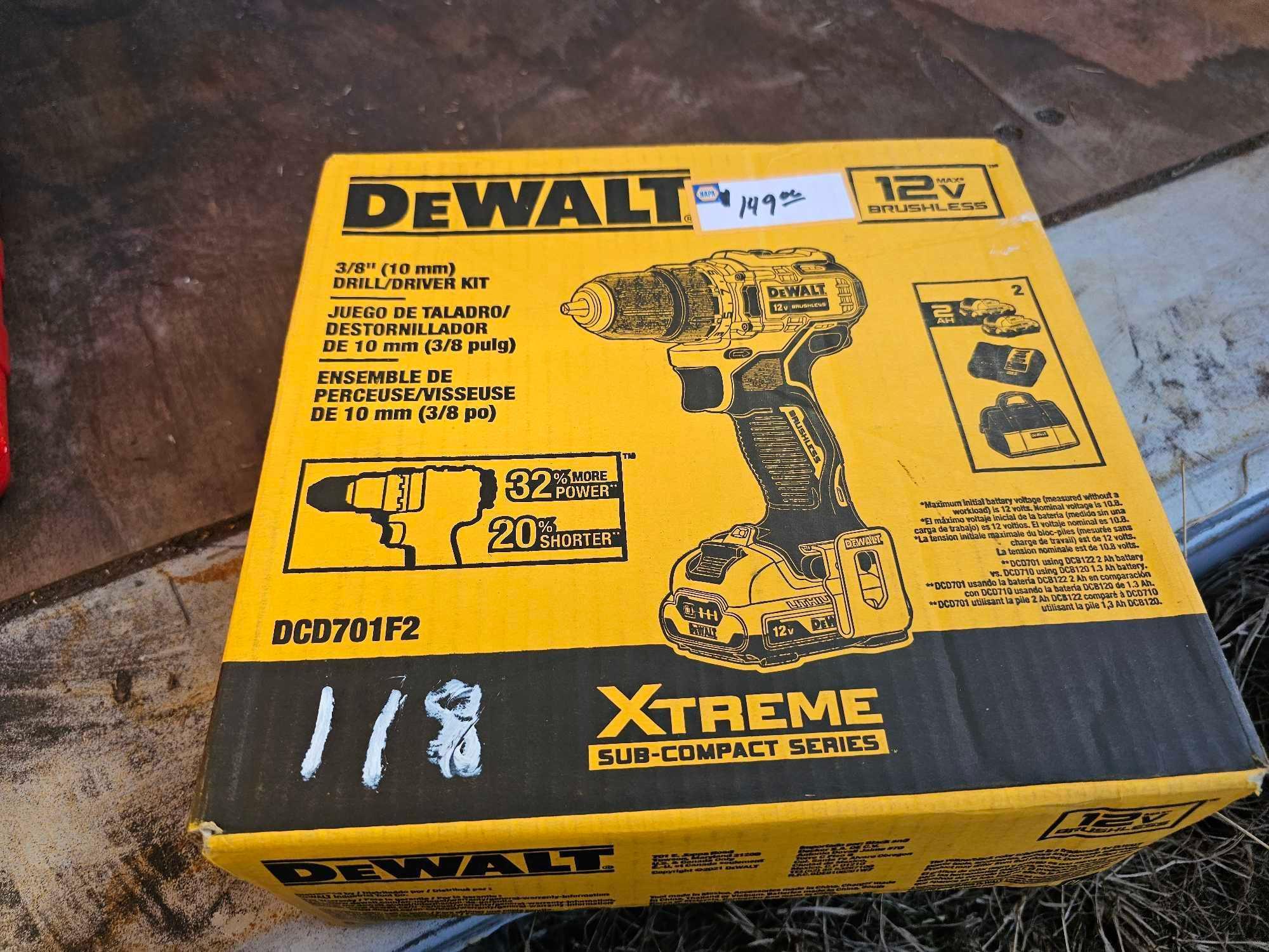 118 - ABSOLUTE - DEWALT 12V DRILL & ETC