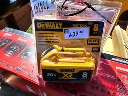 2128 - 1- DEWALT 8 AMP AND 1- 4 AMP BATTERY
