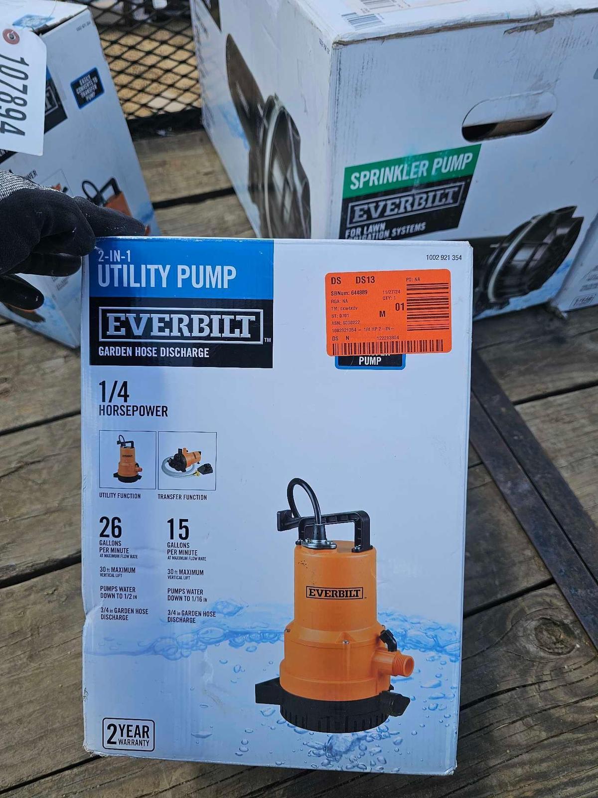 2066 - NEW - EVERBILT 2 IN 1 UTILITY PUMP