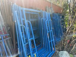 (Lot) Large Qty. Asst. Scaffolding Uprights, Frames, Brackets, High/Low Lifts w/ Walk Boards (No