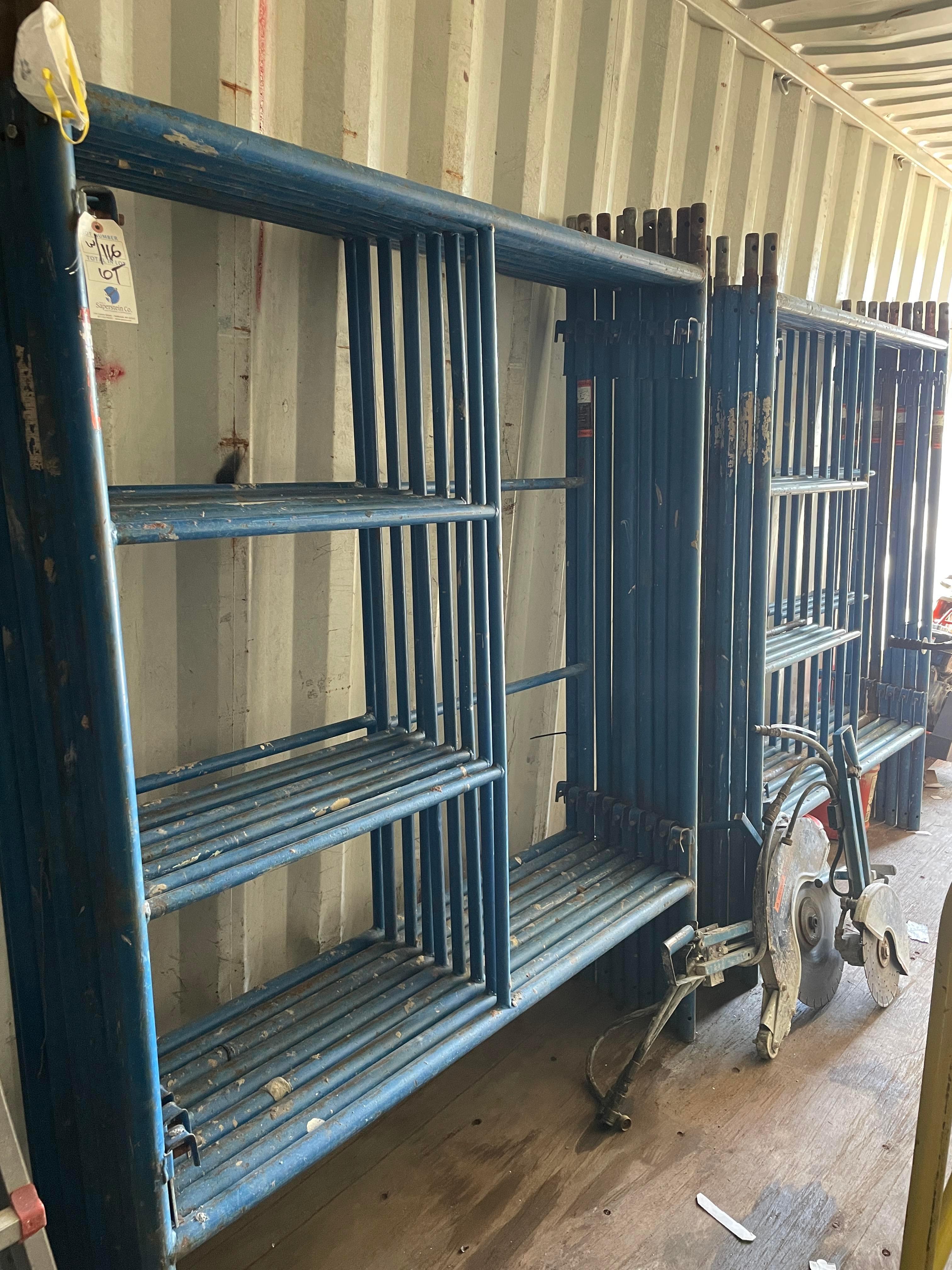 (130) Sections of 6' Walk Thru Scaffolding, Uprights & Accessories in 3 Areas (UPRIGHTS ALL STORED