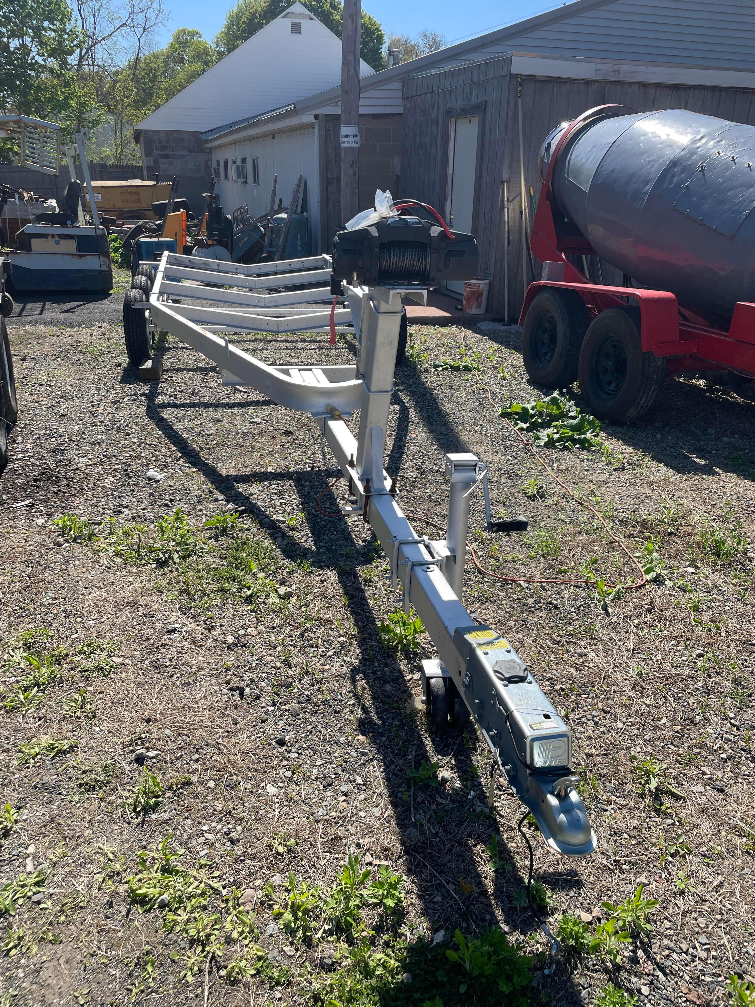 Tri Axle 27' Boat Trailer with Traveler Electric Winch (No Fenders NO Bunks NO Rollers)(NO TITLE)