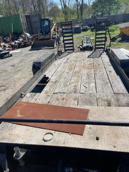 18' x 6'10" Tandem Axle Wood Deck Trailer with 2 Ramps, Brakes, Ball Hitch and Landing Gear (NO