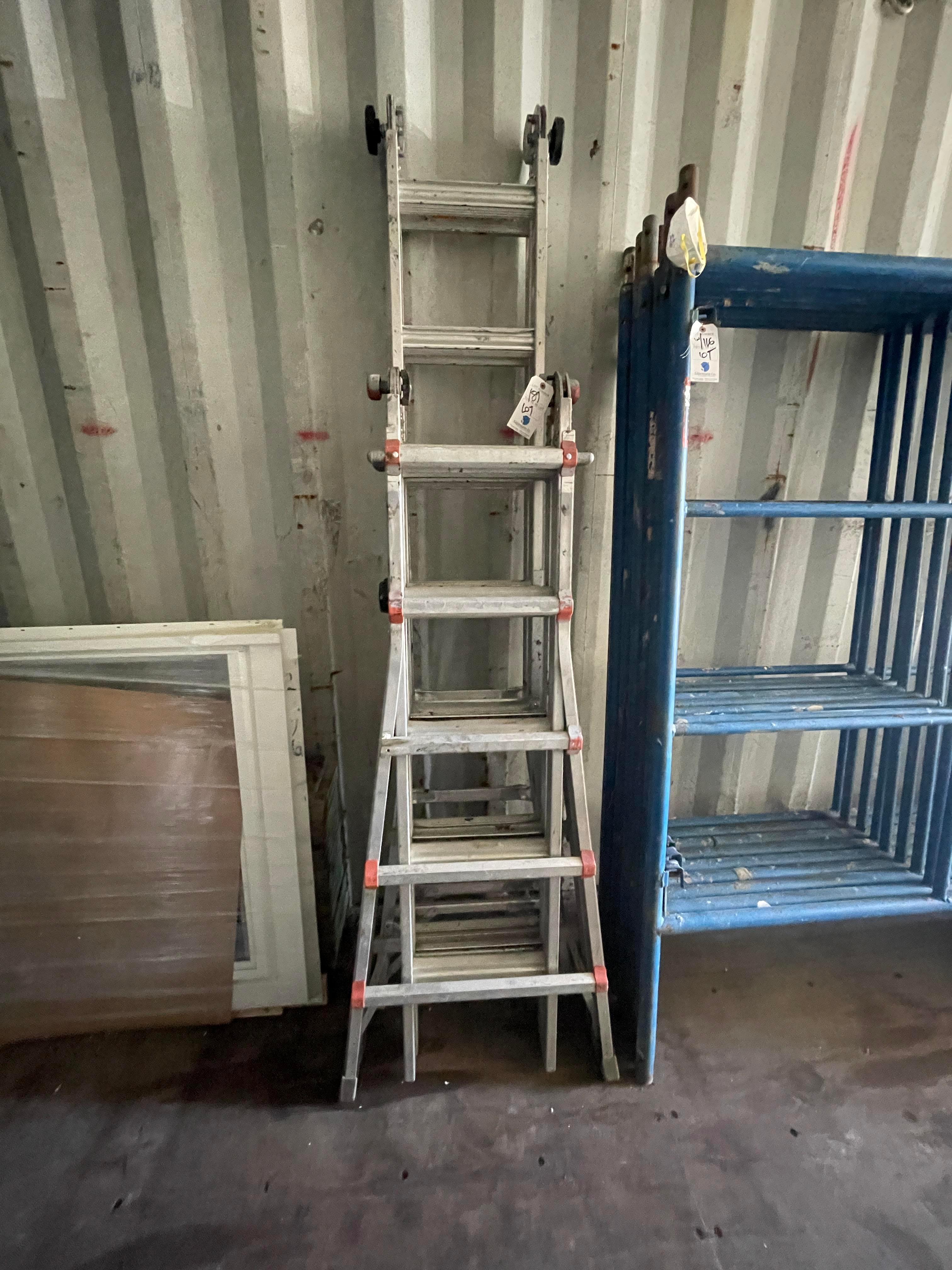 {LOT} Balance in Container C/O: Ladders, Fan, Metal, Motors, Plastic and Metal Drums in One Box