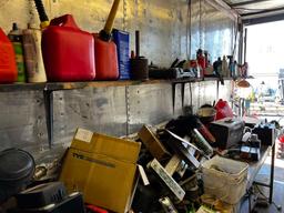 {LOT} From Heater To Door c/o: Tables, Tools, Cases, Lamps, Vice, As is Compressor (MUST TAKE ALL)