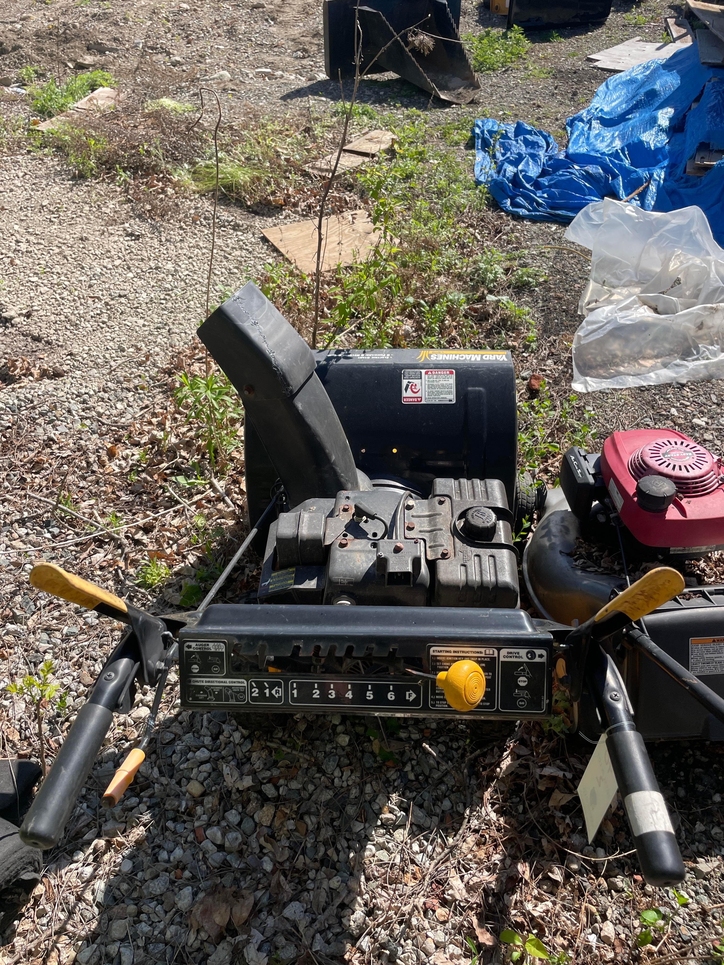 {LOT} (2) Honda Push Mower and Yard Machine 26" 8Hp Snow Blower