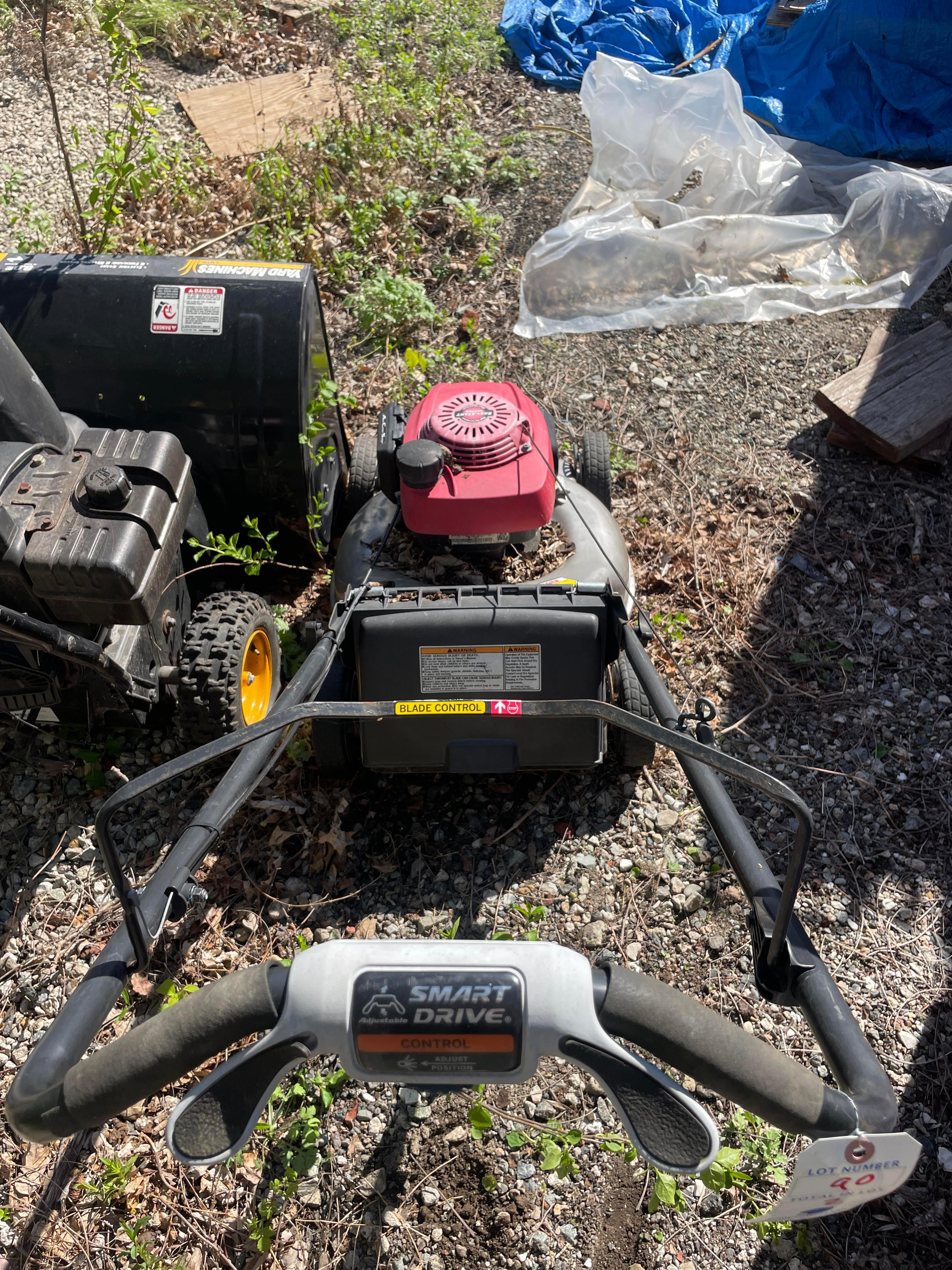 {LOT} (2) Honda Push Mower and Yard Machine 26" 8Hp Snow Blower