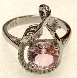 Pink Sapphire Round stone Ring size 7