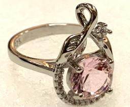 Pink Sapphire Round stone Ring size 7