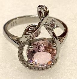 Pink Sapphire Round stone Ring size 7