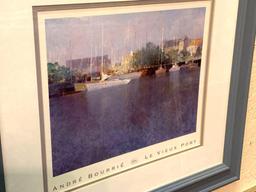 Framed Andre Bourrie Le Vieux Port 19" x18"
