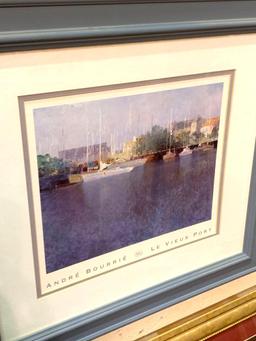 Framed Andre Bourrie Le Vieux Port 19" x18"