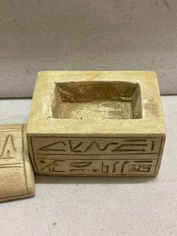 Egyptian Hieroglyphic Jewelry Box with Ankh with Cross