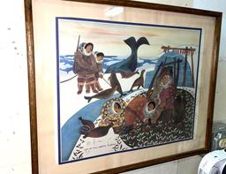 Life of the Eskimo by Huong-Lithograph Double Signed-Dated 1981-Beautifully Detailed Native Alaskan