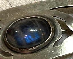 Vintage Sterling Silver Pin with Labradorite Gemstone Not Marked but tested