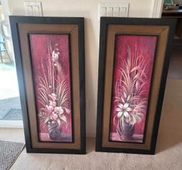 Pair of Flower Art with Metal Frame