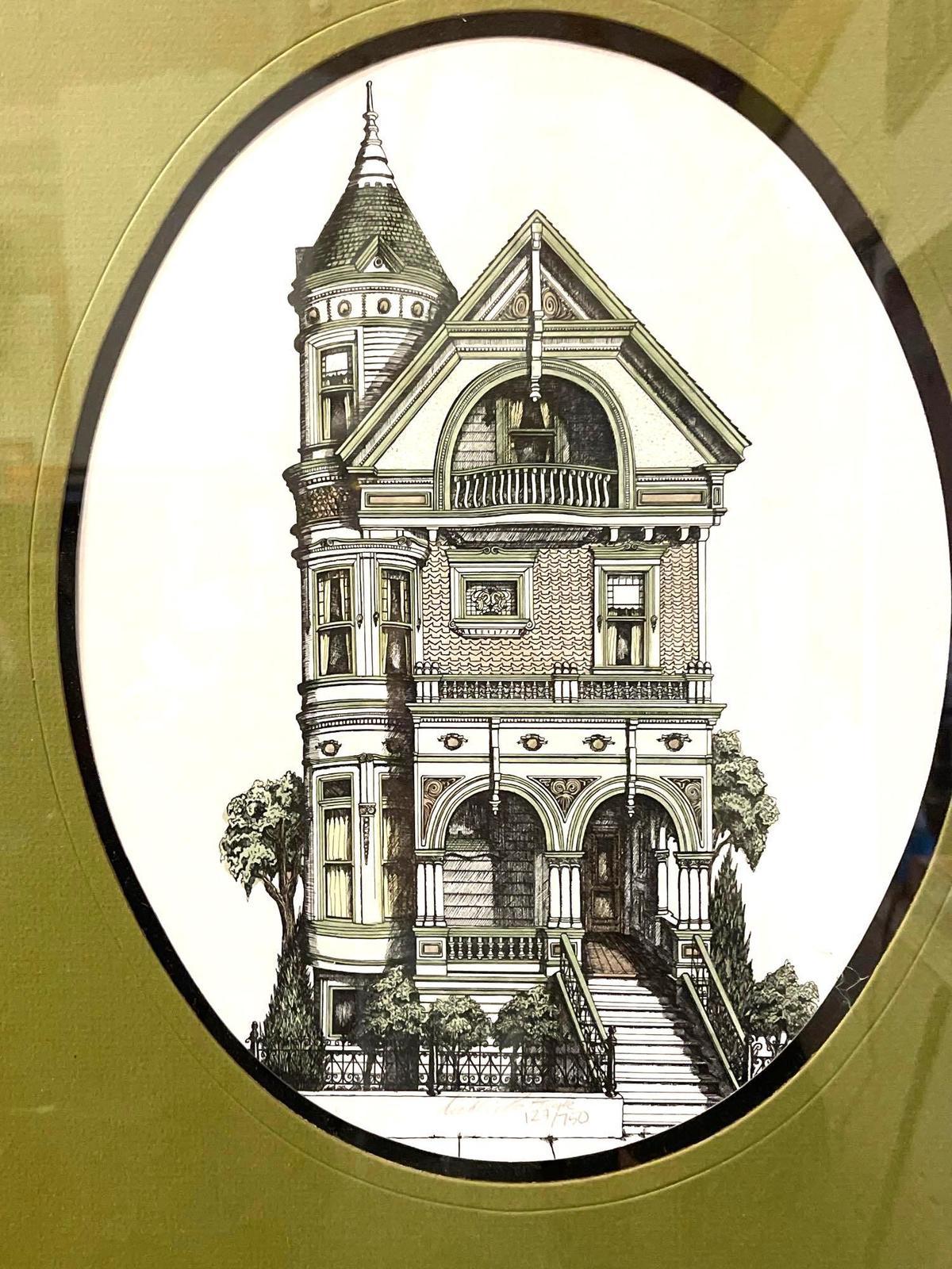 Framed Sketch of Old Building signed and Numbered 21" x 17"
