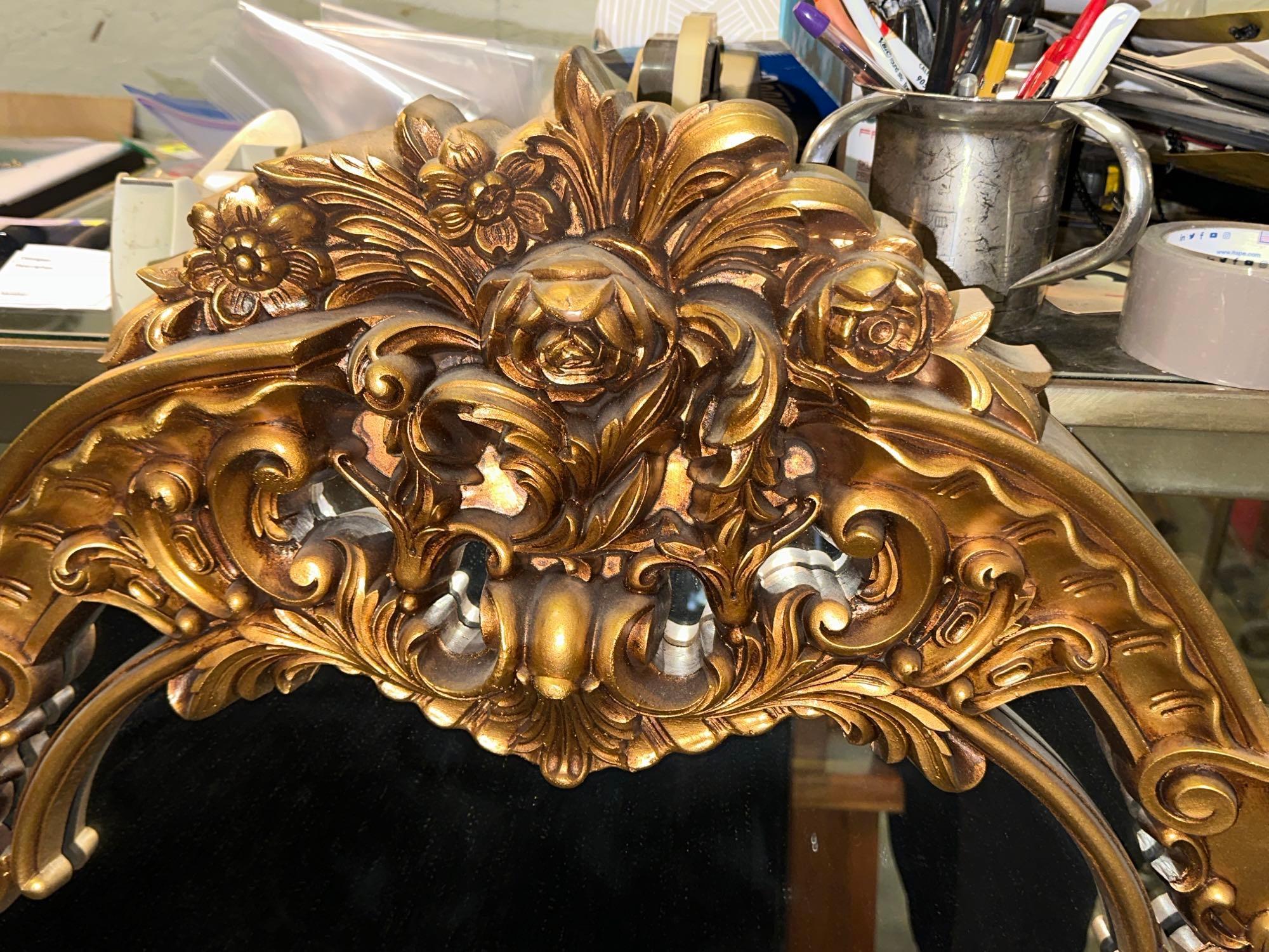Beautiful Large Gold Color Mirror - Ornate 52" x 45"