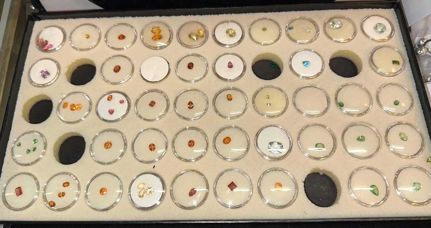 Tray of Gemstones in Capsules- Tons of Gemstones