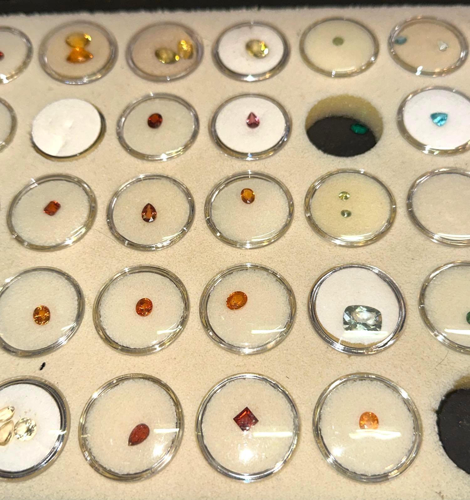 Tray of Gemstones in Capsules- Tons of Gemstones