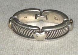 Sterling Silver ring with Hearts size 7