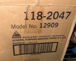New Case of Trimaco Masking Paper 9" x60 Yards each and Tape Dispensers