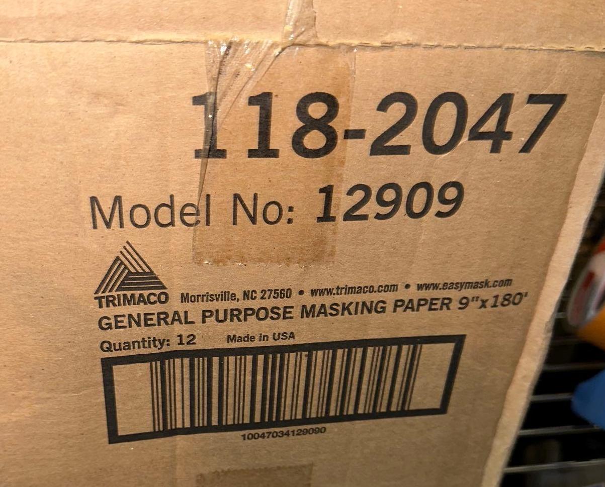 New Case of Trimaco Masking Paper 9" x60 Yards each and Tape Dispensers