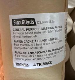New Case of Trimaco Masking Paper 9" x60 Yards each and Tape Dispensers